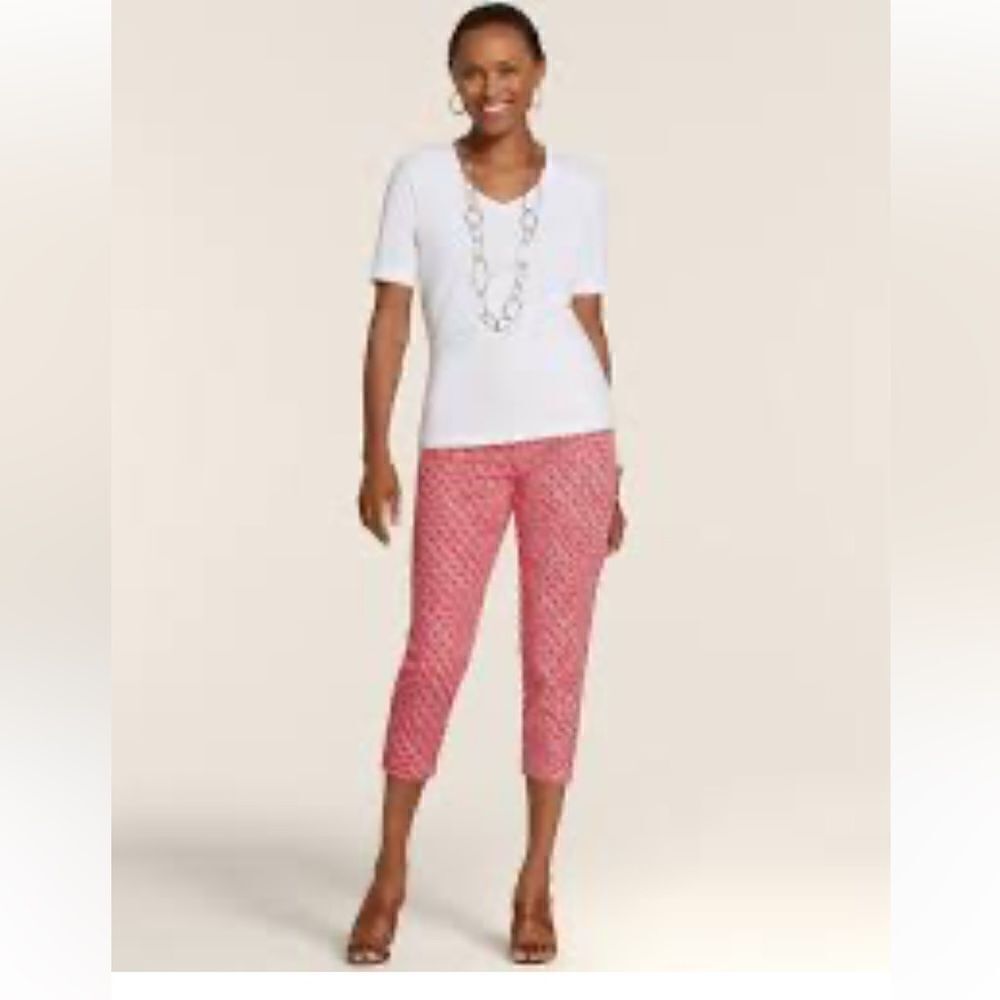 Chicos Diamond Filigree Serene Stretch Crop Size 1.5/ Size 10